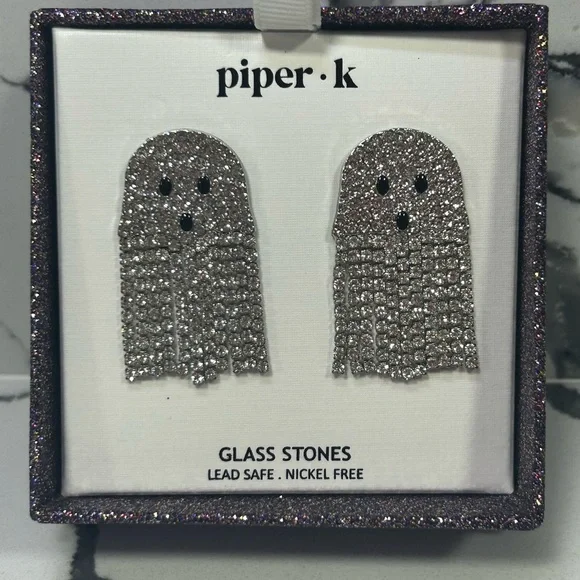 Piper K sparkly Rhinestone Ghost earrings - Picture 5 of 8